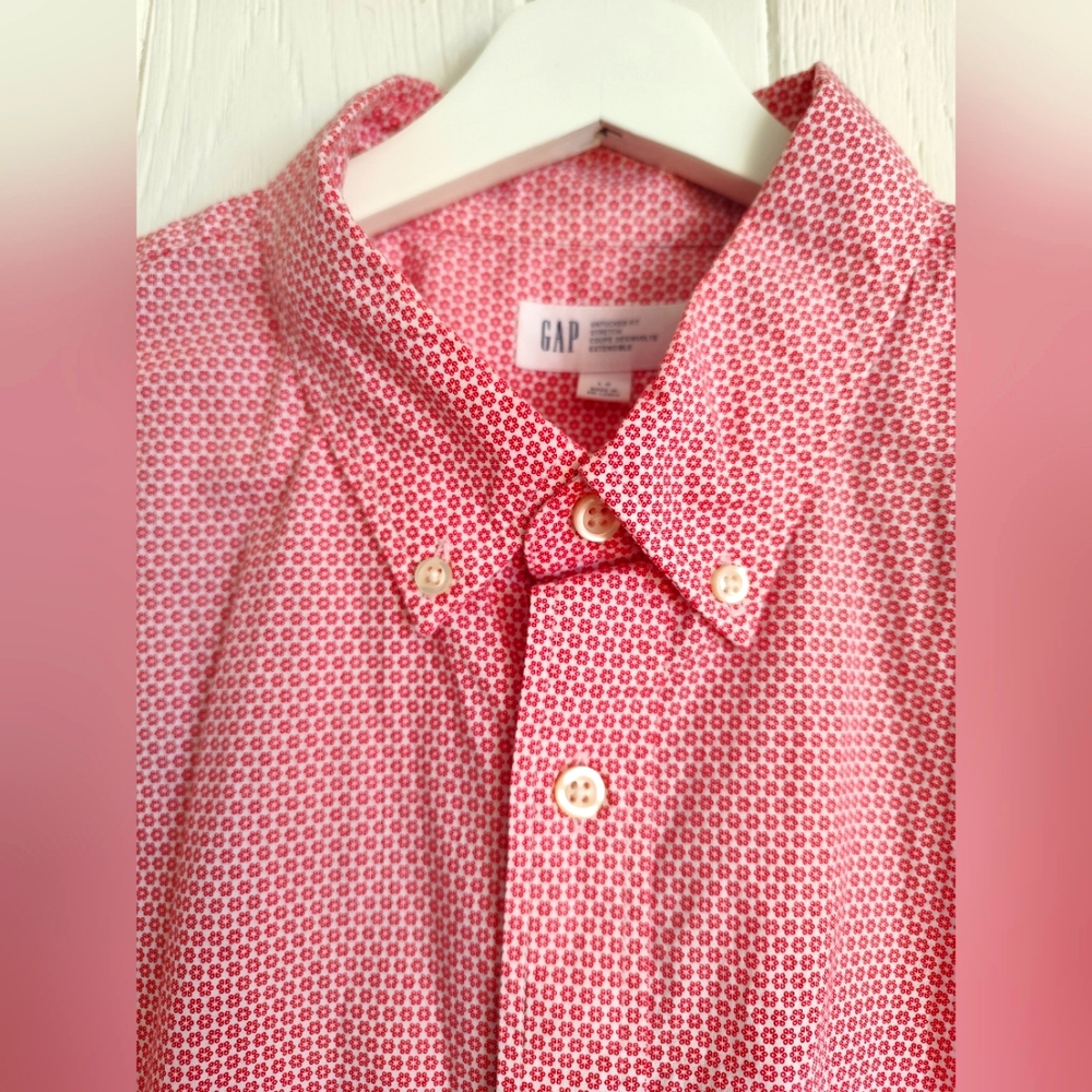 3/$30💜Gap Shirt Mens L Pink Textured Long Sleeve